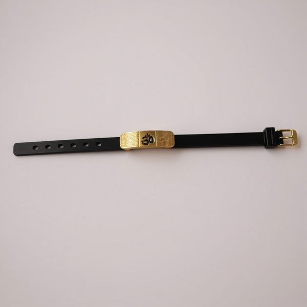 Black Om Silicon Belt Men’s Gold Bracelet