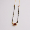 Classic Gold-Plated Ruby Pendant Mangalsutra with Black Beads – Indian Ethnic Jewelry