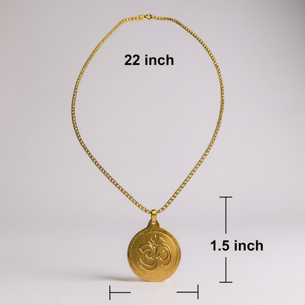 Premium Gold Plated Om Pendant Necklace with Chain – Spiritual Jewelry for Men
