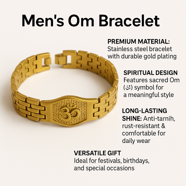 Gold Tone Spiritual Om Bracelet For Men