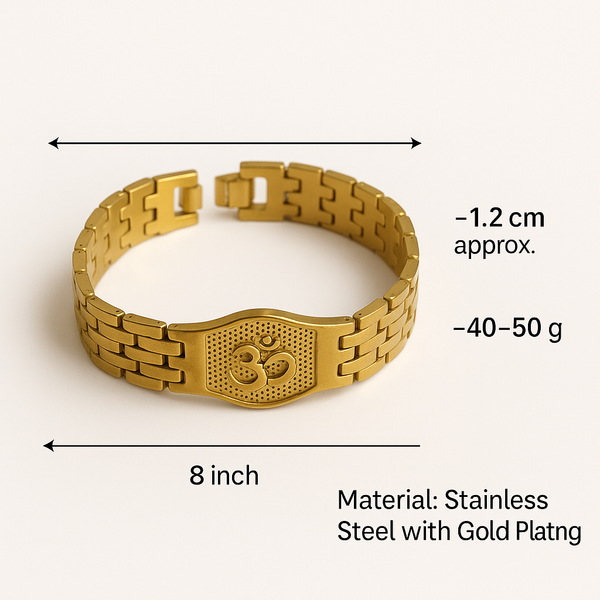 Gold Tone Spiritual Om Bracelet For Men