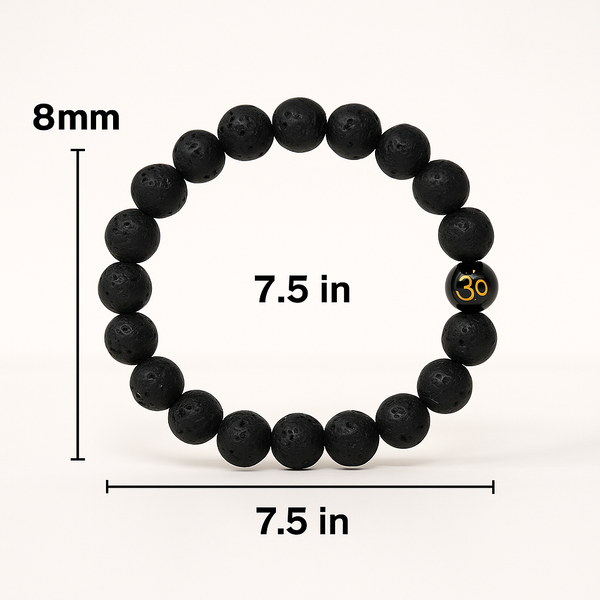 Om Black Lava Bead Stone Bracelet For Men