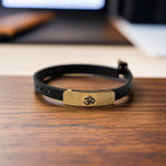 Black Om Silicon Belt Men’s Gold Bracelet