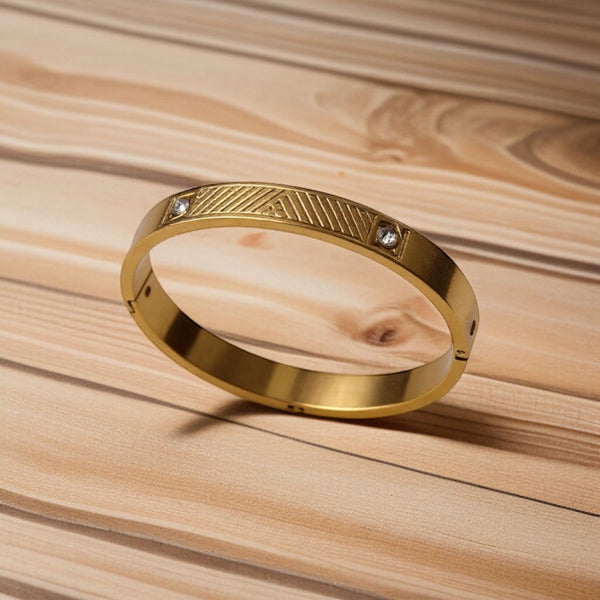 Men’s Gold-Tone Geometric Bracelet with Crystal Accents