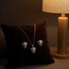 Stylish Leopard Face Jewellery Set for Women – Gold Chain Necklace & Earrings with Green Stones