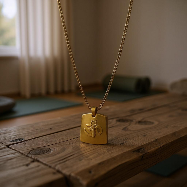Om & Trishul Spiritual Pendant Chain – Premium Gold-Tone