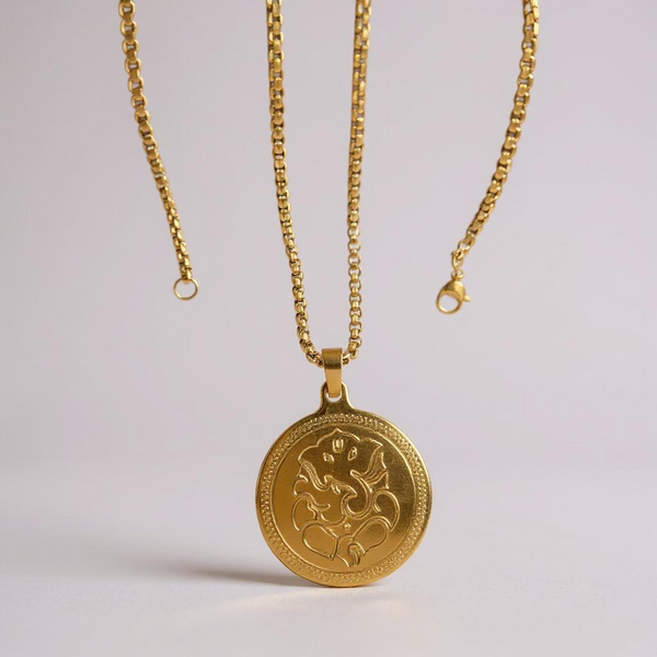 Gold Plated Ganesha Pendant Necklace Chain For Men