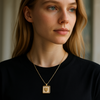 Delicate Gold-Plated Necklace with Square Heart Pendant