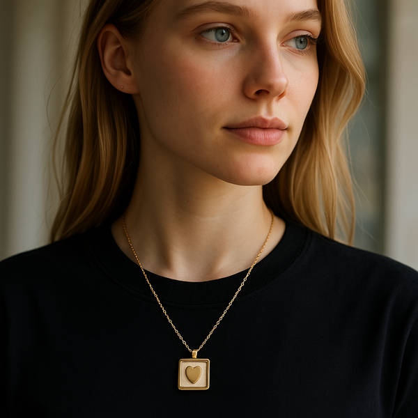 Delicate Gold-Plated Necklace with Square Heart Pendant