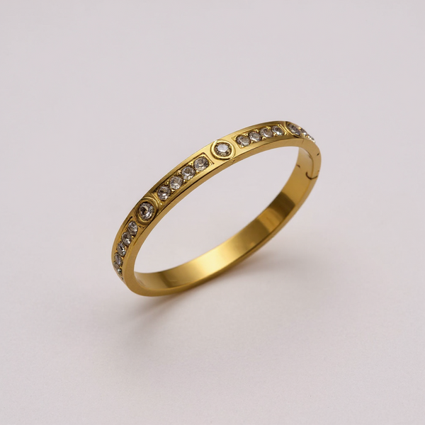 Slim Gold-Tone Bracelet with Sparkling Stones For Women