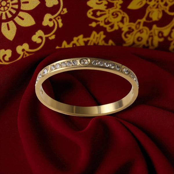 Slim Gold-Tone Bracelet with Sparkling Stones For Women