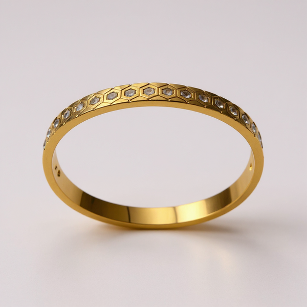 Modren Honeycomb Pattern Desgin Bracelet with CZ Stones For Women