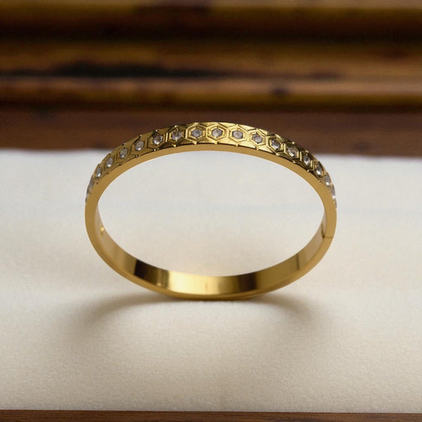 Modren Honeycomb Pattern Desgin Bracelet with CZ Stones For Women