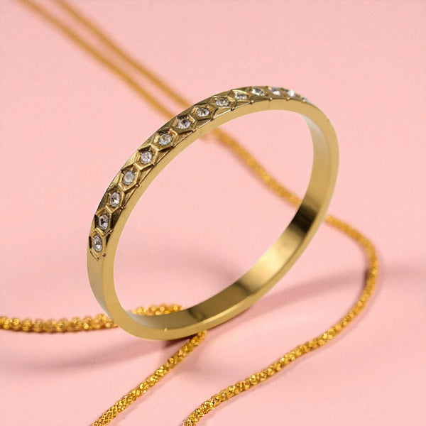 Modren Honeycomb Pattern Desgin Bracelet with CZ Stones For Women