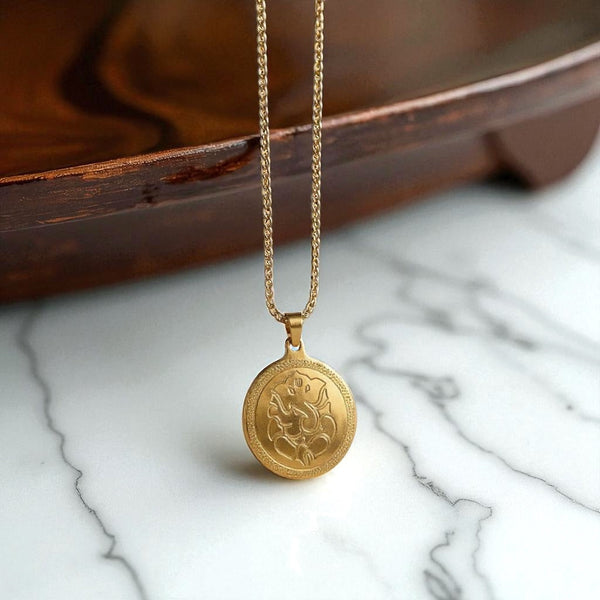 Gold Plated Ganesha Pendant Necklace Chain For Men
