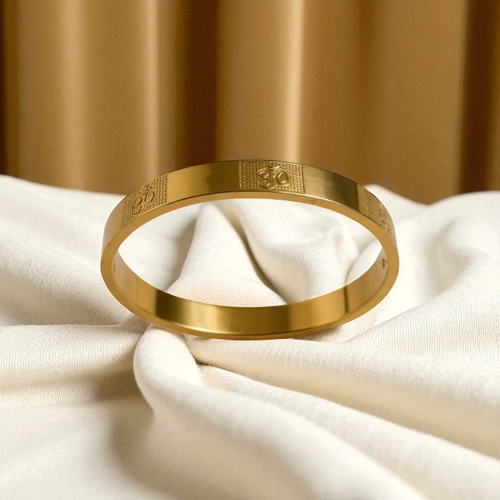 Men’s Gold-Tone Stainless Steel OM Engraved Bangle Bracelet