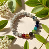 Natural Stone 7 Chakra Healing Bracelet with Evil Eye Charm