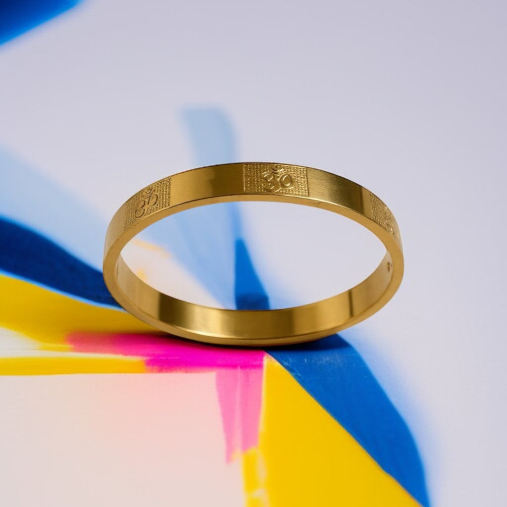 Men’s Gold-Tone Stainless Steel OM Engraved Bangle Bracelet