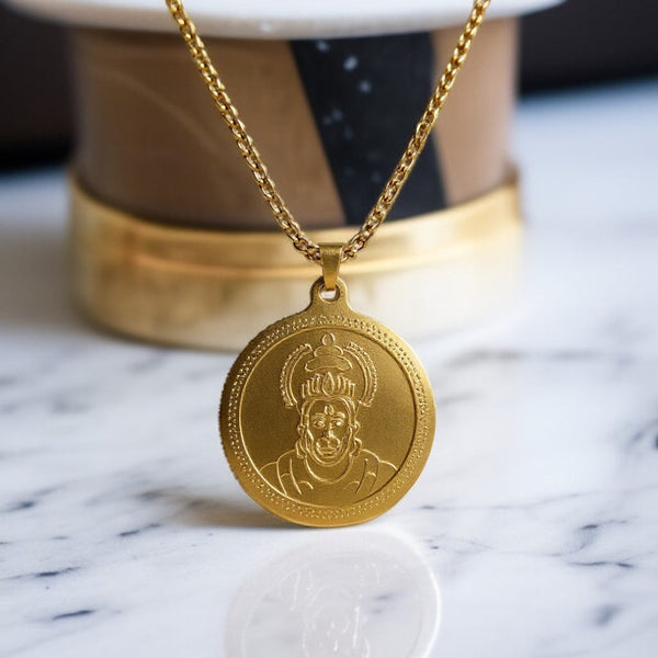 Gold-Plated Hanuman Ji Pendant Necklace – Devotional Chain for Men