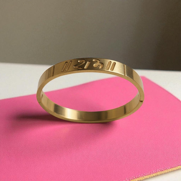 Divine Ram Gold-Tone Engraved Bracelet For Men's