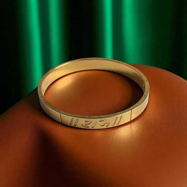 Divine Ram Gold-Tone Engraved Bracelet For Men's