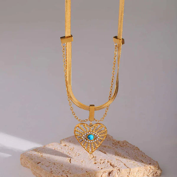 Blue Evil-Eye Snake Necklace For Women