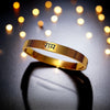 Men’s Gold-Tone Ram Engraved Kada Bracelet