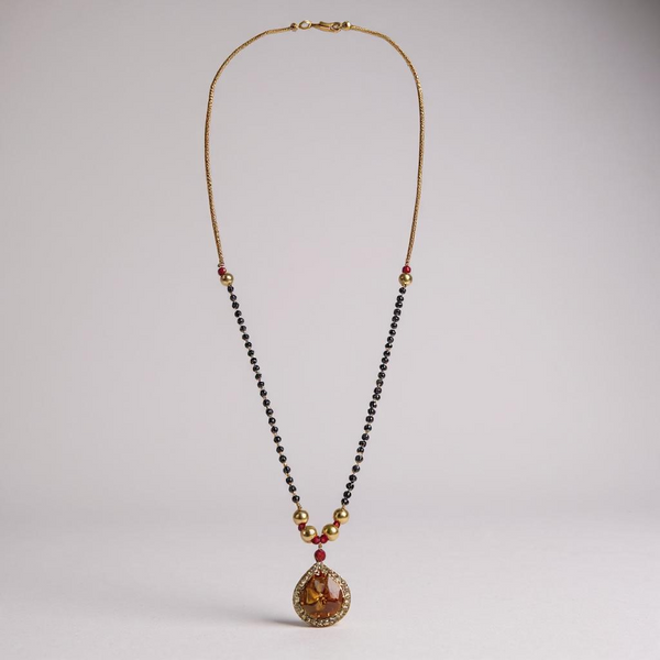 Designer Black Bead Mangalsutra with Gold Pearl Accents For Women