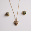 Stylish Leopard Face Jewellery Set for Women – Gold Chain Necklace & Earrings with Green Stones