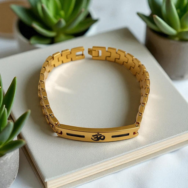 Gold Plated Om Bracelet For Men