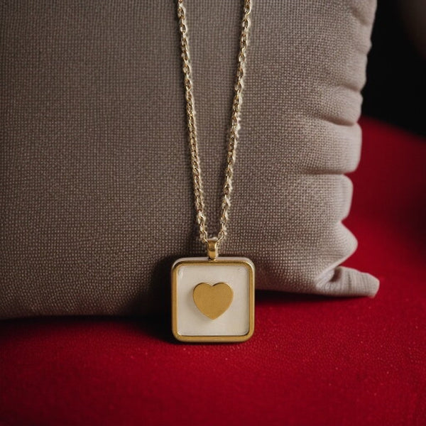 Delicate Gold-Plated Necklace with Square Heart Pendant