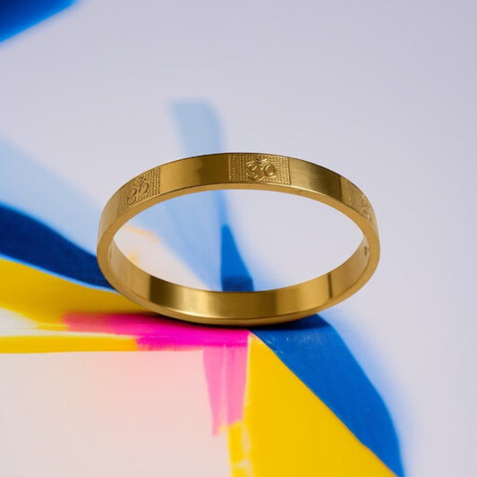 Men’s Gold-Tone Stainless Steel OM Engraved Bangle Bracelet